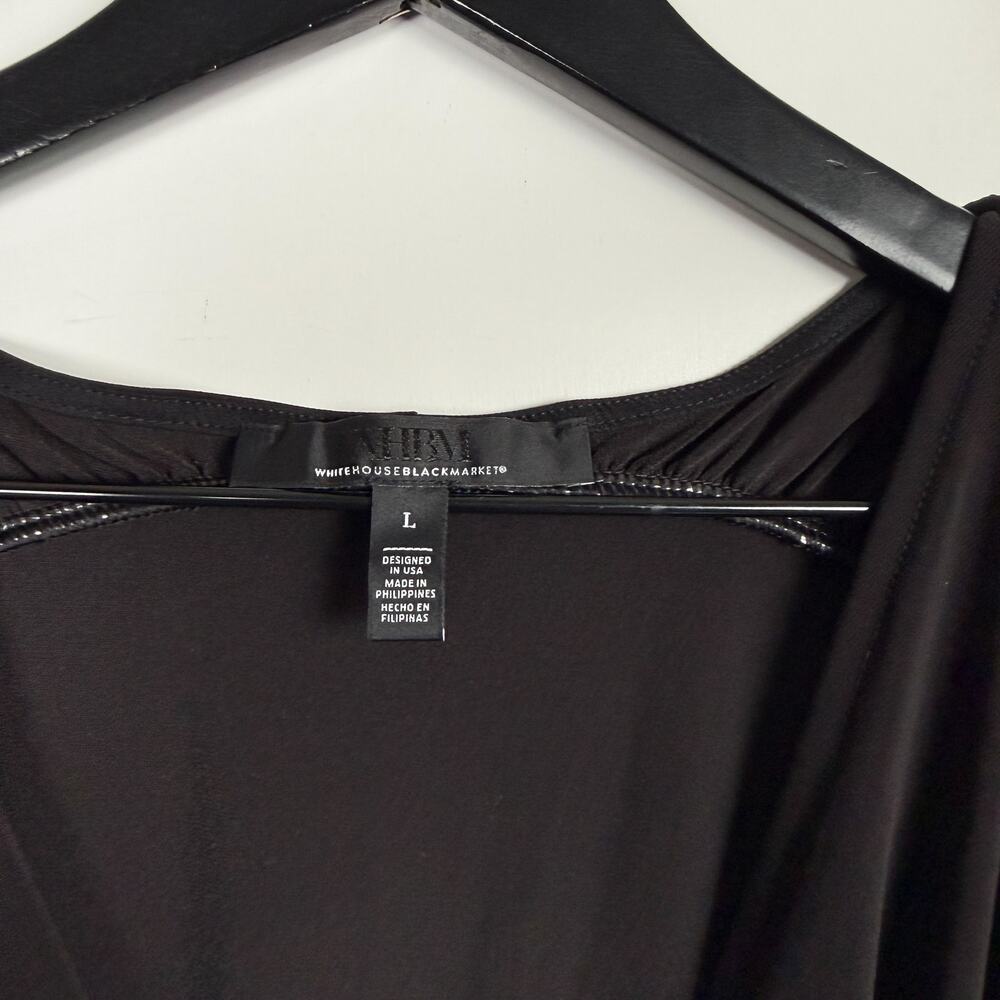 White House Black Market Cap Sleeve Draped Neckline Blouse Top - L - Picture 3 of 9